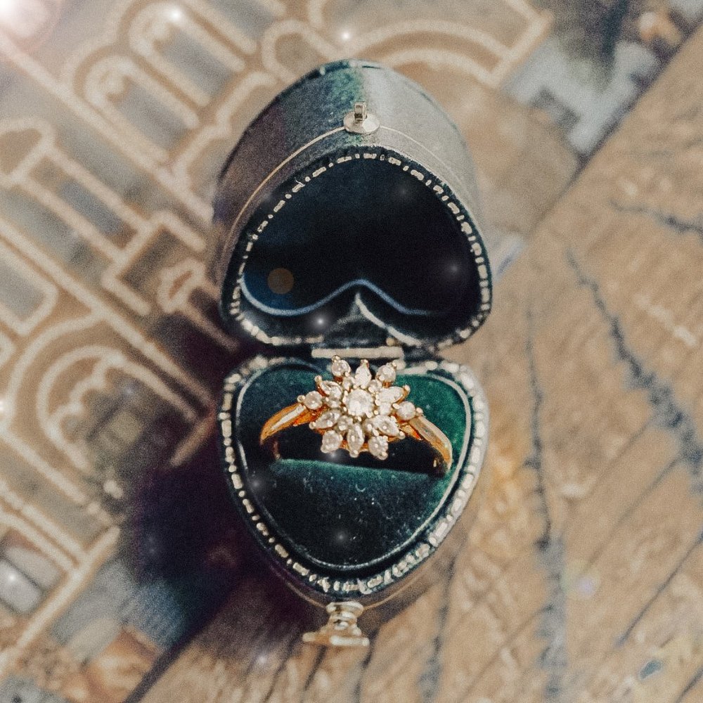 Cubic Zirconia Golden Sunflower Dainty Ring